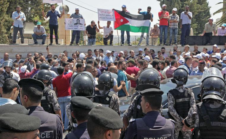 اضراب المعلمين بعد احتجاجاتهم في وسط عمان