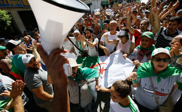 Algerians invade the streets during a demonstration in Algiers