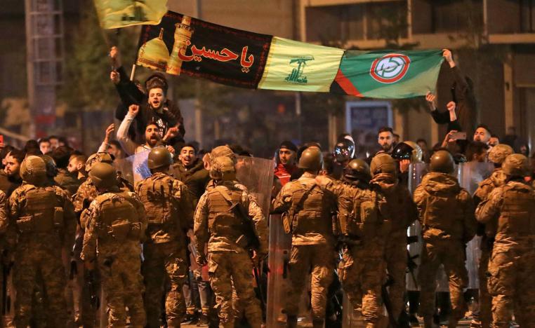 متظاهرون من حزب الله وأمل وسط بيروت