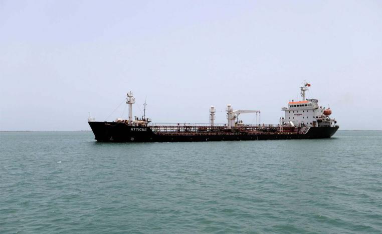 A ship is seen at Hodeidah port in Hodeidah