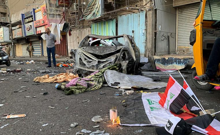انفجار سيارة استهدفت المتظاهرين في ساحة الخلاني في العراق