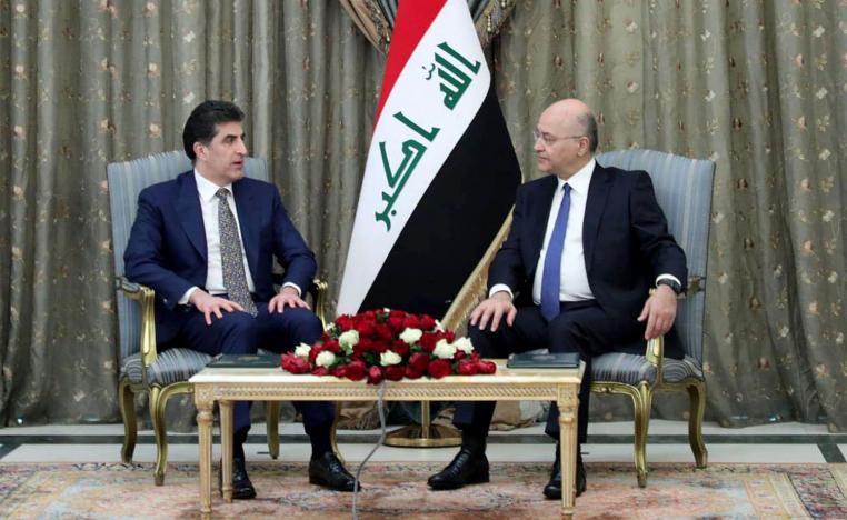 الرئيس العراقي برهم صالح يستقبل رئيس اقليم كردستان نيجيرفان بارزاني