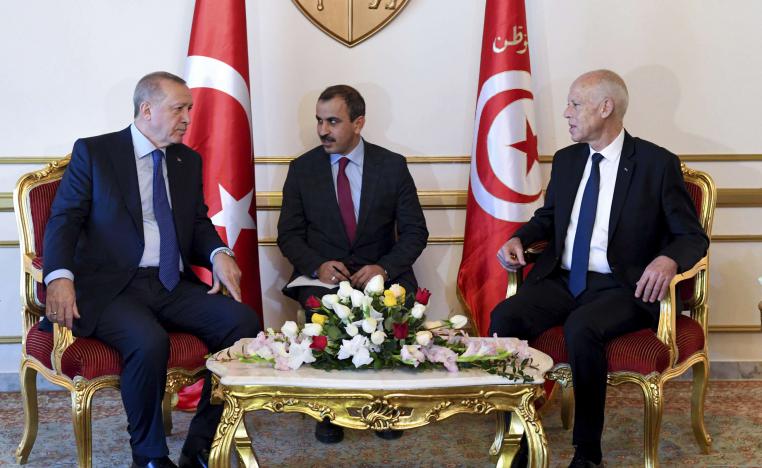 الرئيس التونسي قيس سعيد ونظيره التركي رجب طيب اردوغان