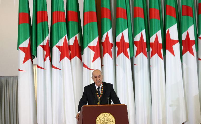 Algerian President Abdelmadjid Tebboune delivers a speech