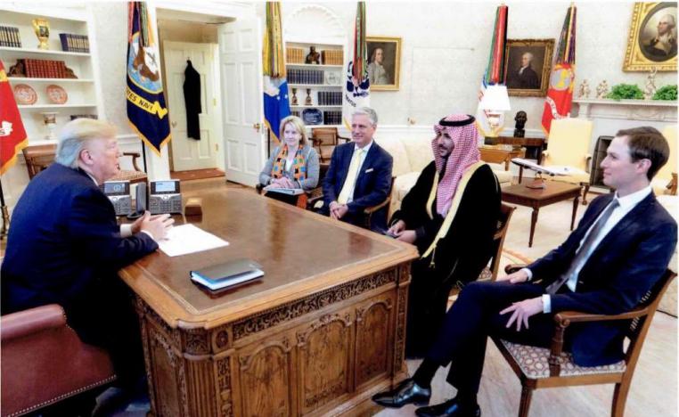 لقاء وزير الدفاع السعودي الأمير خالد بن سلمان والرئيس الأميركي دونالد ترامب