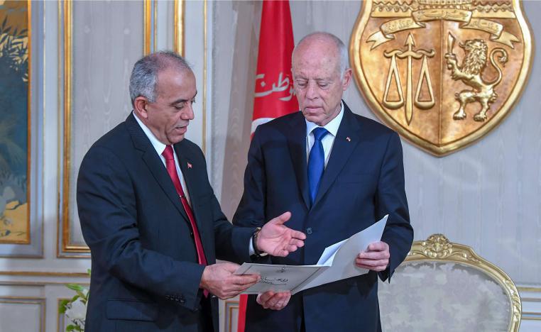 الرئيس التونسي قيس سعيد ورئيس الحكومة المكلف الياس الفخفاخ