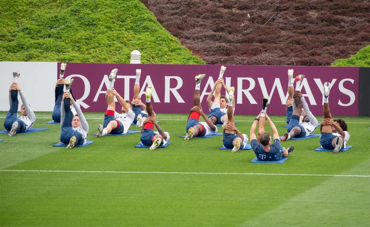 Bayern Munich players during a training session in Doha