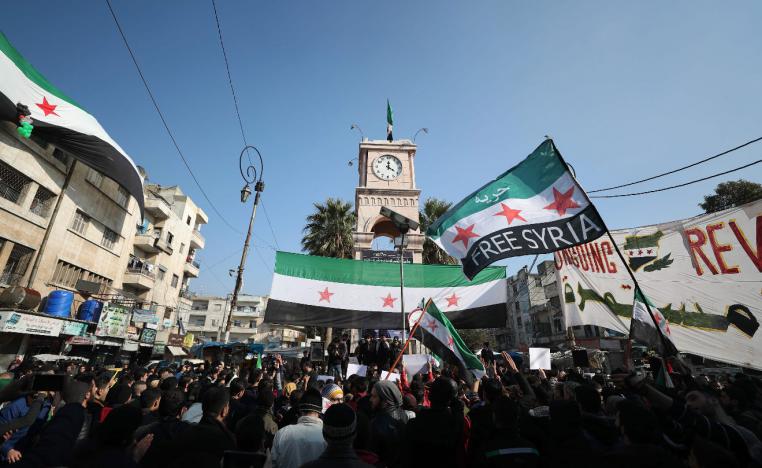 Syrians demonstrate against the regime of Bashar al-Assad on January 10, 2020 in the northwestern Idlib province, Syria's last major opposition bastion.