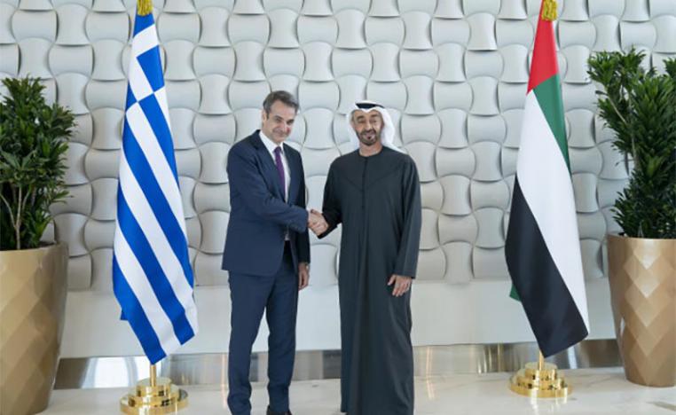 Greek Prime Minister Kyriakos Mitsotakis and UAE Crown Prince Sheikh Mohammed bin Zayed Al Nahyan 