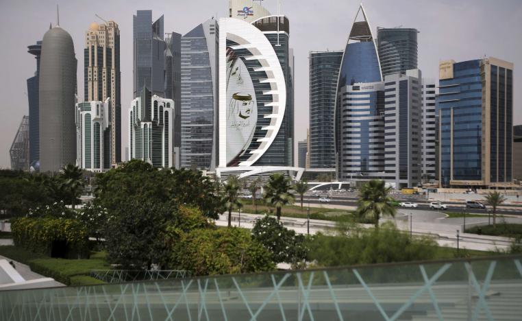 A giant image of the Emir of Qatar Sheikh Tamim bin Hamad Al Thani
