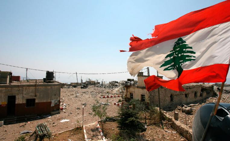 A Lebanese flag flies over Khiam prison in the southern town of Khiam