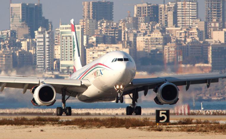 Middle East Airlines jet lands at Rafik Hariri International Airport in Beirut, Lebanon