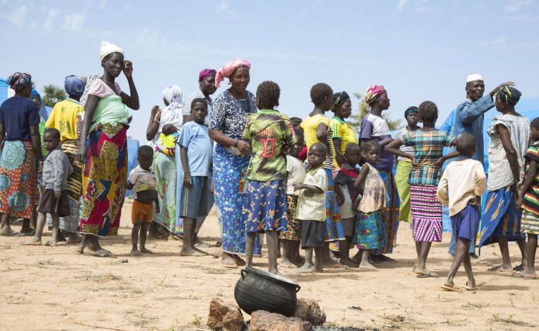 Refugees pictured in the Pissila camp, north of the capital Ouagadougou, Burkina Faso