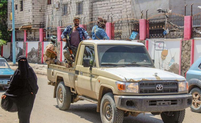 Fighters with Yemen's Southern Transitional Council (STC) deploy in the southern city of Aden