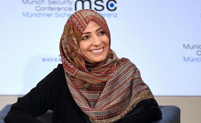 توكل كرمان عضوة في حزب الإصلاح اليمني التابع للإخوان المسلمين