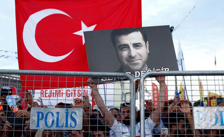 Portrait of jailed former HDP leader and presidential candidate Selahattin Demirtas 