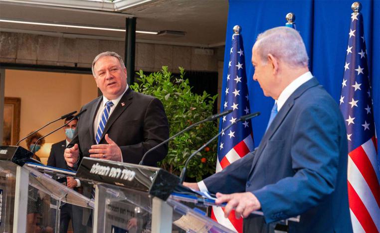 US Secretary of State Mike Pompeo (L) and Israeli Prime Minister Benjamin Netanyahu hold a joint press conference after their meeting