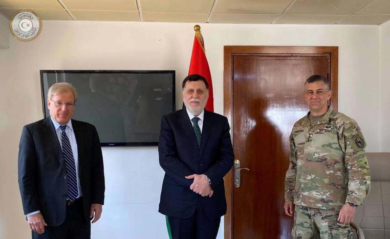 Prime Minister Fayez al-Sarraj meets with the US Ambassador to Libya, Richard Norland and commander of AFRICOM Gen. Stephen Townsend