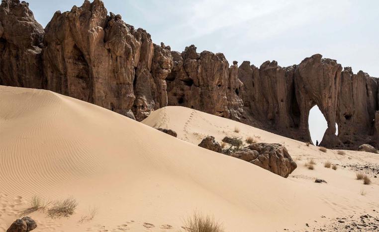 The ancient rock formation of Makhrouga between Tichitt and Aratane in Mauritania 