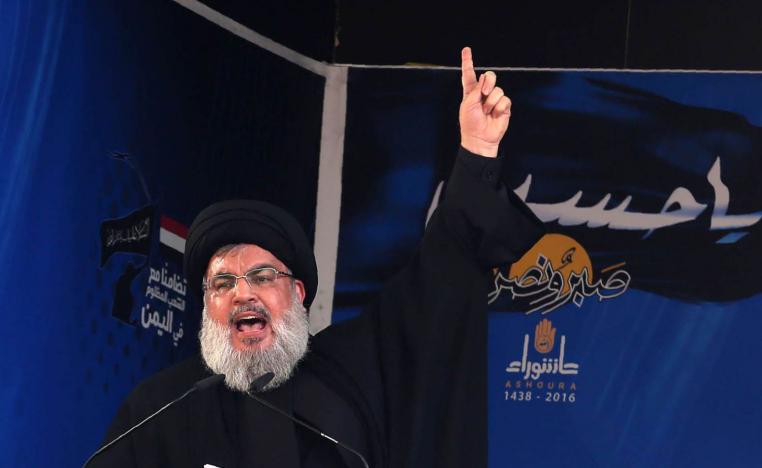 زعيم حزب الله حسن نصرالله يلقي خطابا بمناسبة عاشوراء