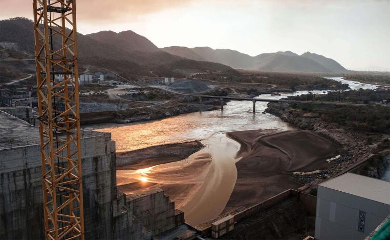 A general view of the Blue Nile river as it passes through the Grand Ethiopian Renaissance Dam