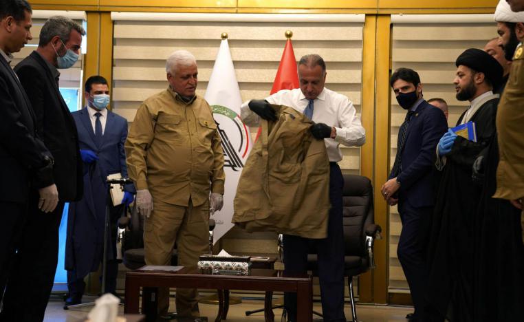 رئيس الوزراء العراقي مصطفى الكاظمي مع رئيس الحشد الشعبي فالح الفياض
