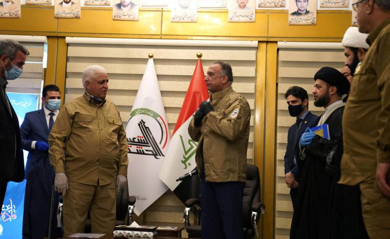 رئيس الوزراء العراقي مصطفى الكاظمي يلتقي بقيادات الحشد الشعبي