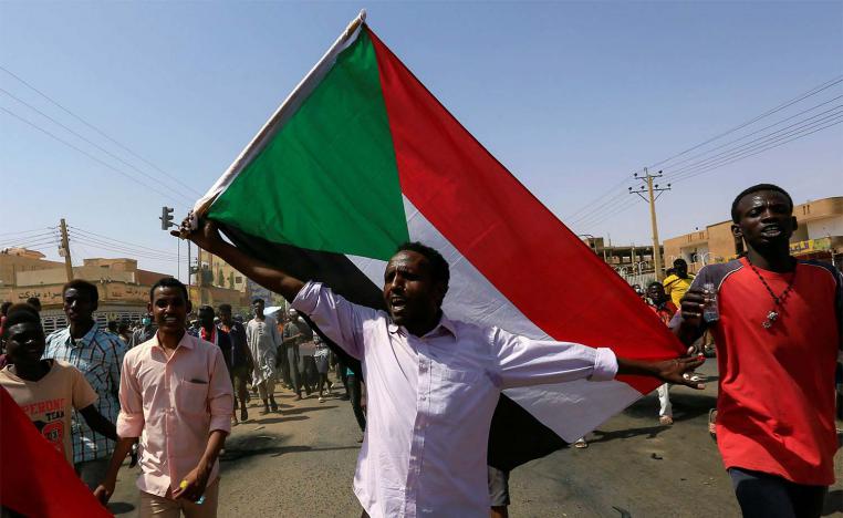 Sudanese pro-democracy protest on the anniversary of a major anti-military protest