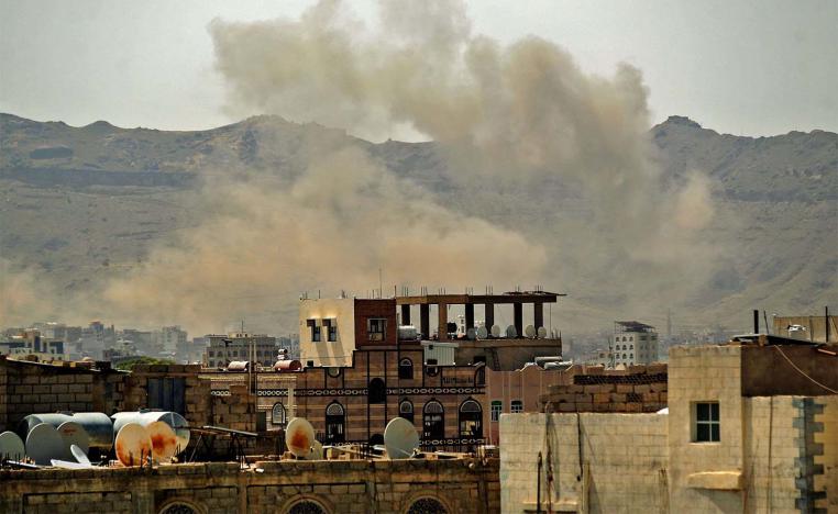 Smoke billows following a reported airstrike by the Saudi-led coalition in Sanaa