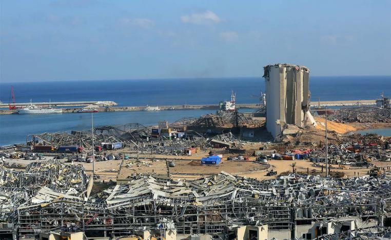 The destroyed port after a massive explosion rocked Beirut