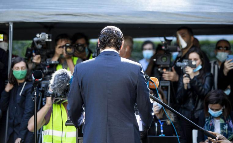 سعد الحريري في مؤتمر صحفي بعد اعلان الحكم في قضية اغتيال والده