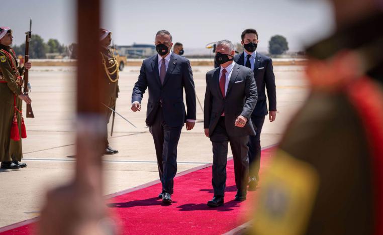 العاهل الأردني الملك عبدالله الثاني يستقبل رئيس الوزراء العراقي مصطفى الكاظمي