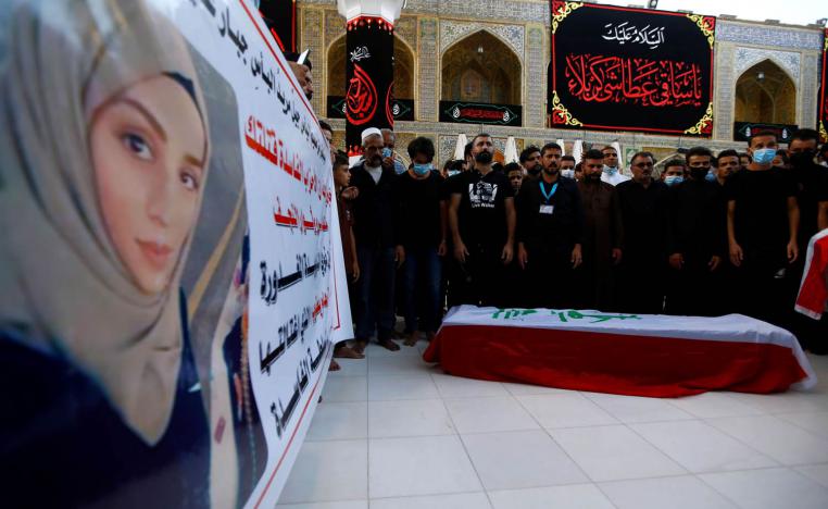 تشييع الناشطة العراقية ريهام يعقوب بعد اغتيالها من قبل ميليشيات شيعية