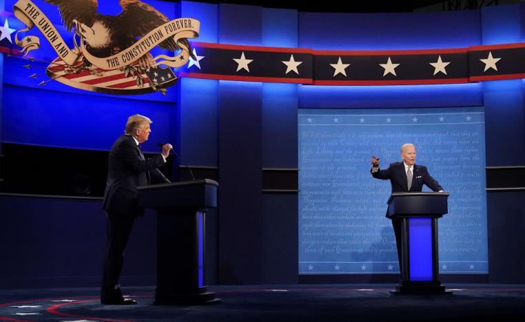 المناظرة التلفزية بين المرشحين للانتخابات الرئاسية الاميركية جو بايدن ودونالد ترامب