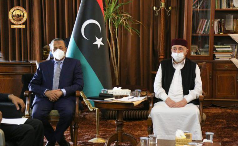 رئيس مجلس النواب الليبي عقيلة صالح ورئيس الحكومة المؤقتة في الشرق عبدالله الثني