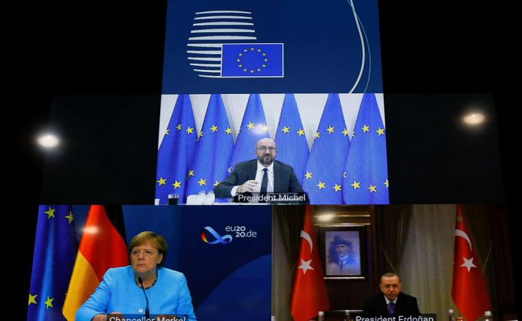 أزمة شرق المتوسط محور لقاء اردوغان وميركل وميشال