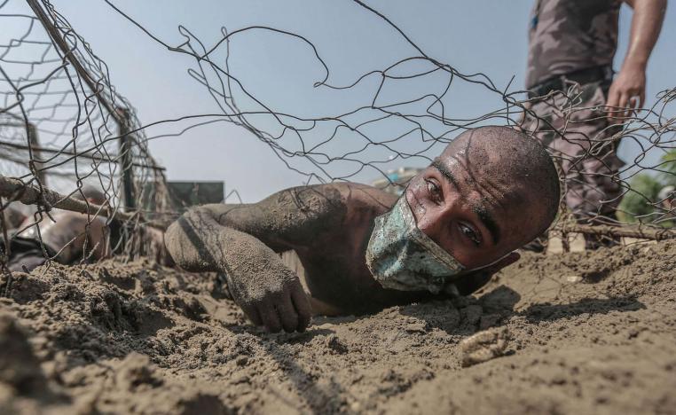 مقاتل من حماس اثناء التدريب في غزة