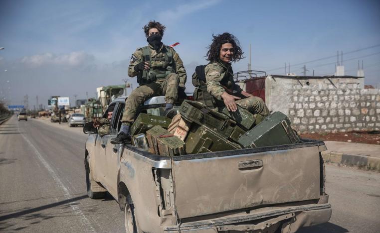 مقاتلو الجبهة الوطنية للتحرير ، أحد فصائل المعارضة السورية 