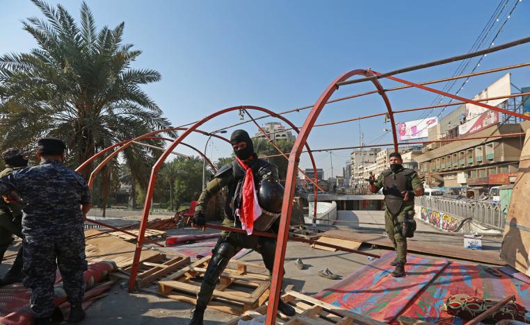 اخلاء ساحة التحرير وسط بغداد من قبل الجهات الامنية