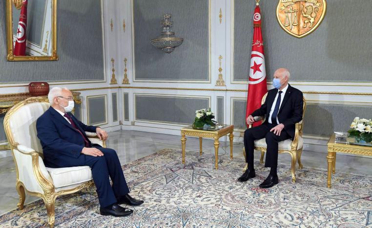 الرئيس التونسي قيس سعيد يستقبل رئيس حركة النهضة راشد الغنوشي