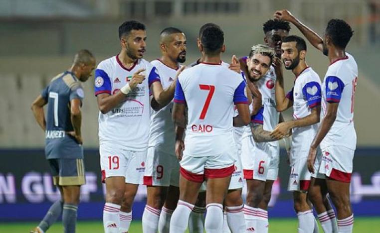 فرحة لاعبي الشارقة بالفوز الكبير على الظفرة من حسابه على انستغرام