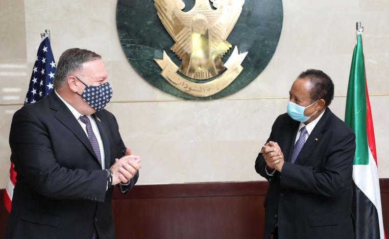 وزير الخارجية الأميركي مايك بومبيو في لقاء سابق مع رئيس الحكومة السودانية عبدالله حمدوك