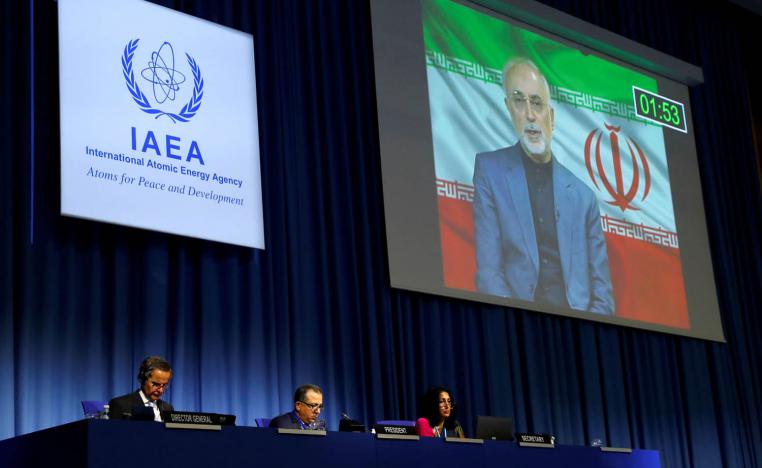 علي اكبر صالحي رئيس منظمة الطاقة الذرية الإيرانية يتحدث إلى خبراء الوكالة الدولية للطاقة الذرية