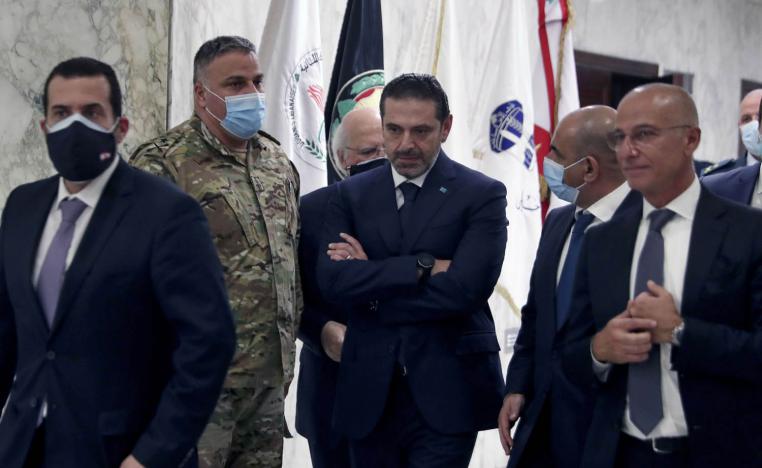 سعد الحريري بعد مغادرة اجتماع مع الرئيس اللبناني ميشال عون