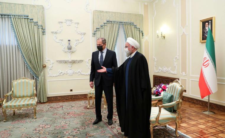 الرئيس الايراني حسن روحاني ووزير الخارجية الروسي سيرغي لافروف