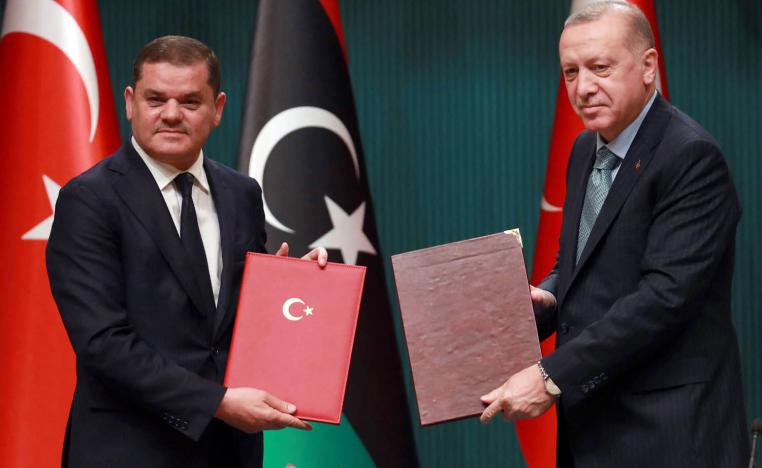 الرئيس التركي رجب طيب أردوغان ورئيس الحكومة الليبية عبدالحميد دبيبة