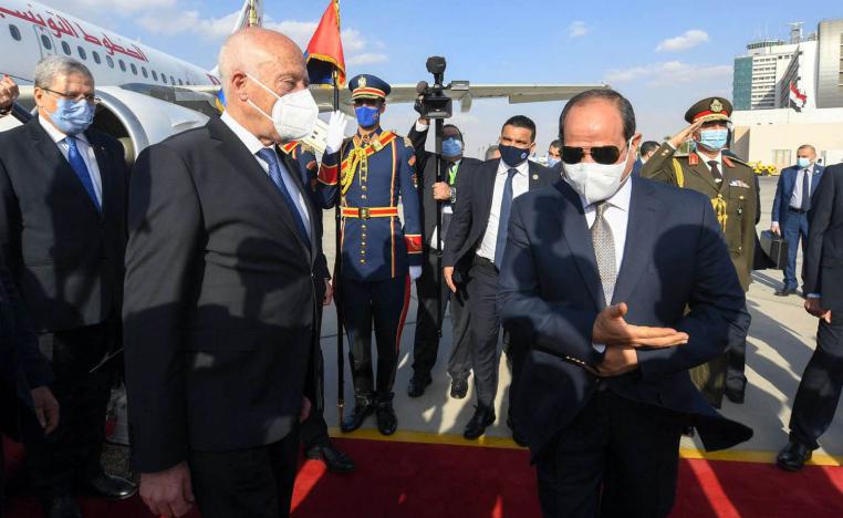 الرئيس المصري عبدالفتاح السيسي يستقبل الرئيس التونسي قيس سعيد
