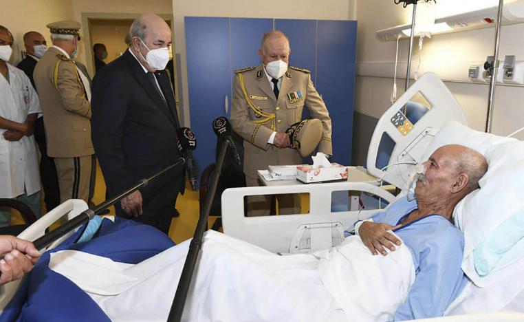 الرئيس الجزائري عبدالمجيد تبون وقائد الجيش السعيد شنقريحة يعودان زعيم بوليساريو إبراهيم غالي