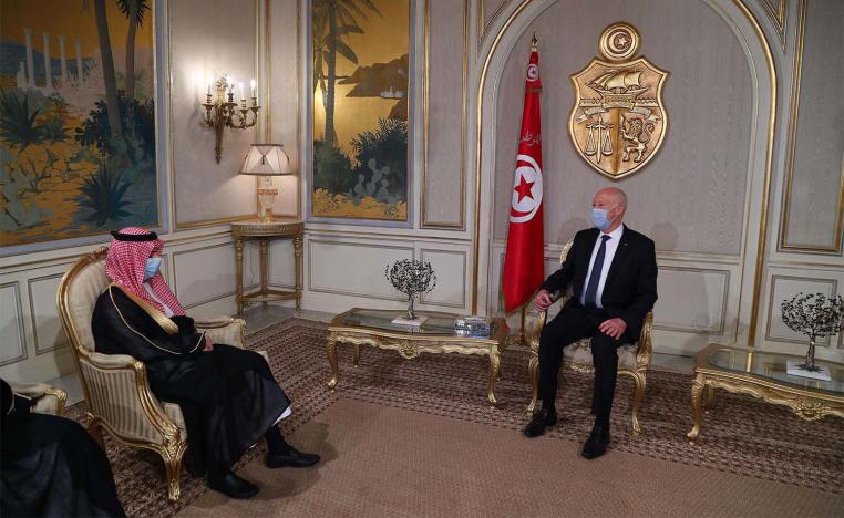 Tunisian President Kais Saied received Saudi Foreign Minister Faisal bin Farhan Al-Saud at Carthage Palace