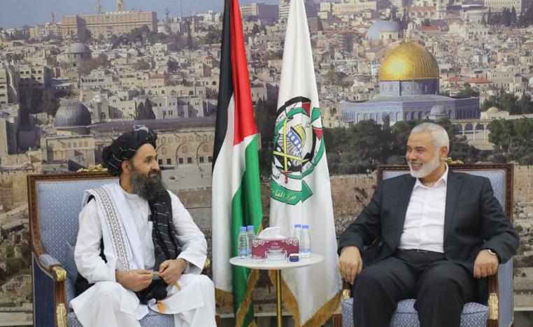هنية خلال لقاء مع الملا عبدالغني برادر الرجل الثاني في طالبان